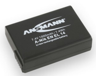 ansmann a-nik en el 14 - lithium-ion (li-ion) - 1000 mah - fotocamera - nikon coolpix p7000 - coolpix p7100 - d3100 - d3200 - d5100 - 7,4 v - 1 pezzo(i)