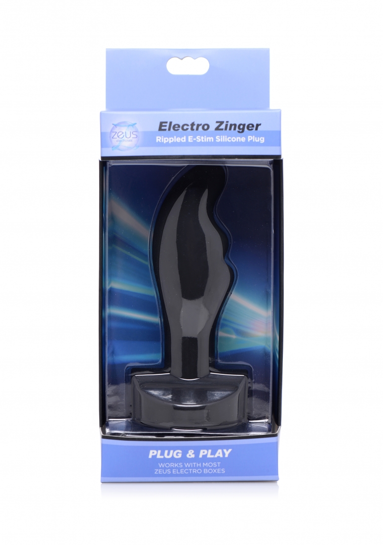 Electro Zinger Rippled E-Stim Silicone Plug Nero