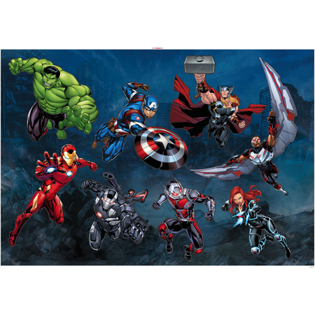 Tatuaggio Da Parete  Adesivo Murale - Avengers Action - Dimensioni 100 X 70 Cm