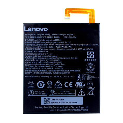 Lenovo Batteria Ai Polimeri Di Litio L13d1p32 Ideapad A8-50 4200mah