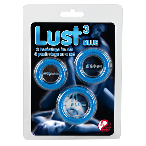 Lust 3 Penis Rings Blu