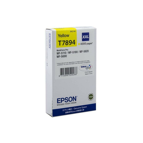 Epson C13t789440 Cartuccia Di Stampa T7894 Xxl Giallo 4.000 Pagine