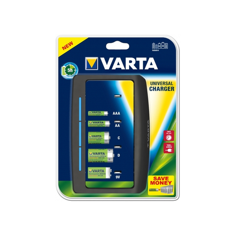 Varta Easy Universal Charger Per Batterie Nimh Aa, Aaa, C, D E 9v In Blister