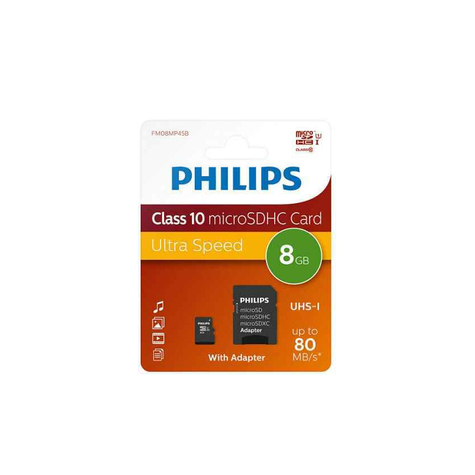 Philips Microsdhc 8gb Cl10 80mb/S Uhs-I + Adattatore Al Dettaglio