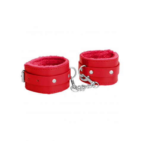 Cuffs Ouch! Plush Leather Hand Cuffs - Red