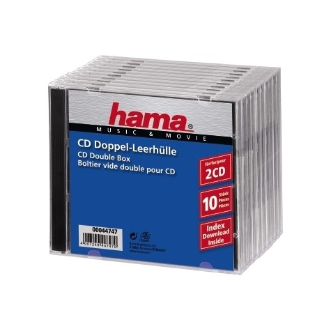 Hama Cd Double Jewel Case Standard - Confezione 10 - 2 Dischi - Trasparente