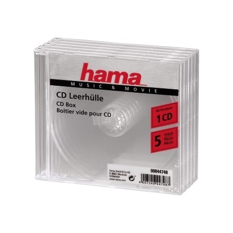 Hama Cd/Cd-Rom Sleeves - Chiaro - Confezione Da 5 - 1 Disco - Trasparente