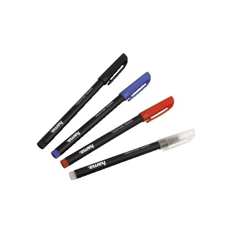 Hama Cd/Dvd Marker Set Di 4 Parti Nero Rosso Blu + Penna Per Cancellare Multicolore
