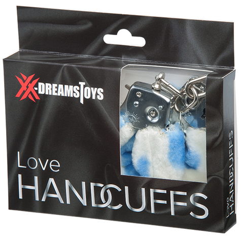 Xx-Dreamstoys Love Handcuffs W. Peluche Blu-Bianco