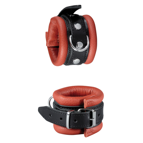 Xx-Dreamstoys Leather Handcuffs Red/Black