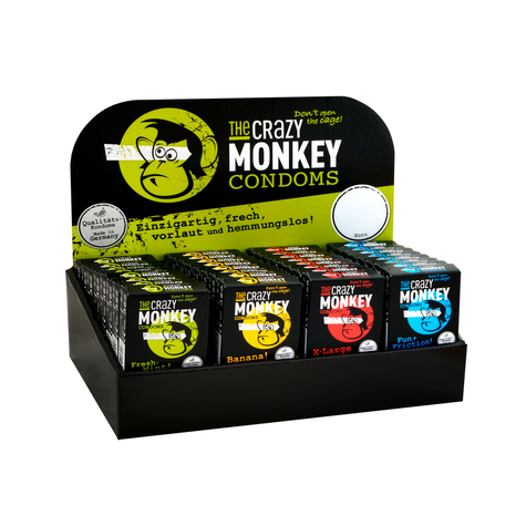 The Crazy Monkey Condoms Display W. 32 X 3-Pack.