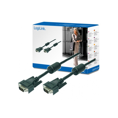 Logilink Cable Vga 2x Male With Ferrite Core Black 15 Meter Cv0017