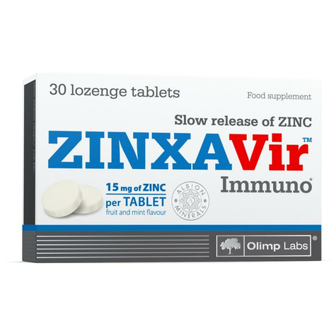 olimp zinxavir immuno zinco, 30 pastiglie, frutta e menta
