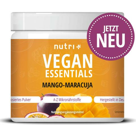Nutri+ Vegan Essentials Powder, Lattina Da 300 G, Mango-Passion Fruit