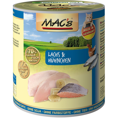 Mac's, Macs Cat Salmone+Pollo 800 G D