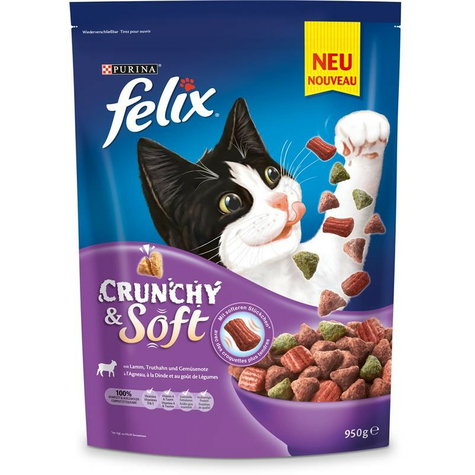 Nestle Cat, Fel.Crunchy+Soft Lamb+Gem.950g