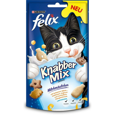 Nestle Cat, Felix Nibble Mix Latte Bocca.60g