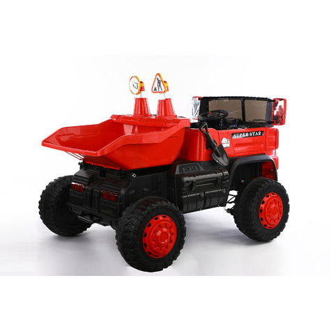 Auto Per Bambini - Dumper Elettrico 2 Posti- Batteria 12v10ah, 4 Motori+ 2,4ghz+Sedile In Pelle+Eva-Rosso