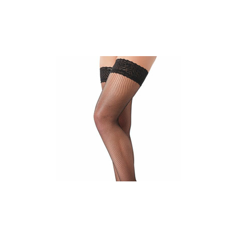Stockings :Black Fishnet Floral Hold Up Stockings