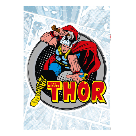 Tatuaggio Da Parete  Adesivo Murale - Thor Comic Classic - Dimensioni 50 X 70 Cm