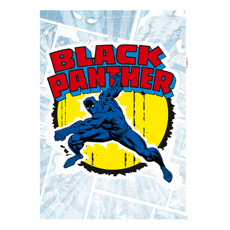 Tatuaggio Da Parete  Adesivo Murale - Fumetto Classico Di Black Panther - Dimensioni 50 X 70 Cm