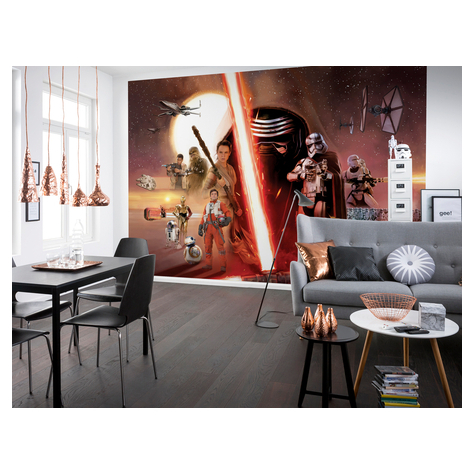 Carta Da Parati Di Carta - Collage Star Wars Ep7 - Dimensioni 368 X 254 Cm