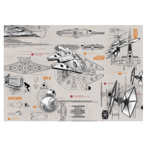 Carta Da Parati Di Carta - Star Wars Blueprints - Dimensioni 368 X 254 Cm