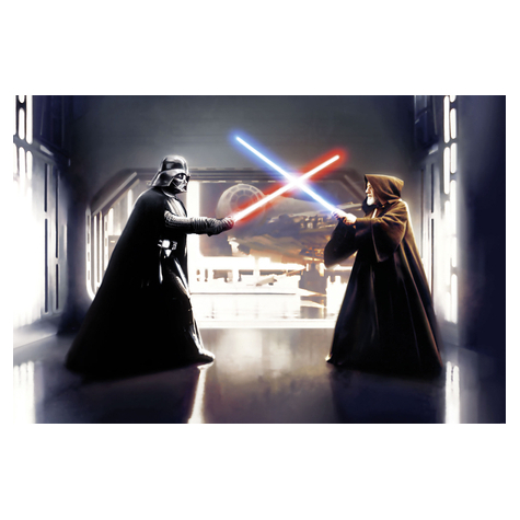 Carta Da Parati Adesiva Fotografica  - Star Wars Vader Vs. Kenobi - Dimensioni 300 X 200 Cm