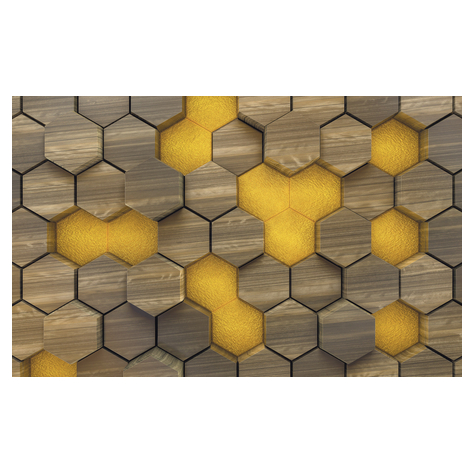 Carta Da Parati Adesiva Fotografica  - Woodcomb Olive - Dimensioni 400 X 250 Cm