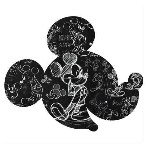 Carta Da Parati/Tatuaggio Murale In Tessuto Non Tessuto Autoadesivo - Illustrazione Di Mickey Head - Dimensioni 125 X 125 Cm