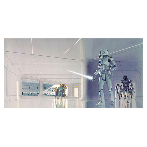 Carta Da Parati Adesiva Fotografica  - Star Wars Classic Rmq Stormtrooper Hallway - Dimensioni 500 X 250 Cm