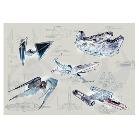 Carta Da Parati Adesiva Fotografica  - Star Wars Blueprint Light - Dimensioni 400 X 280 Cm