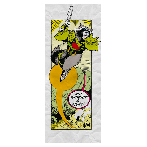 Carta Da Parati Adesiva Fotografica  - Guardiani Retro Comic Rocket Raccoon - Dimensioni 100 X 250 Cm