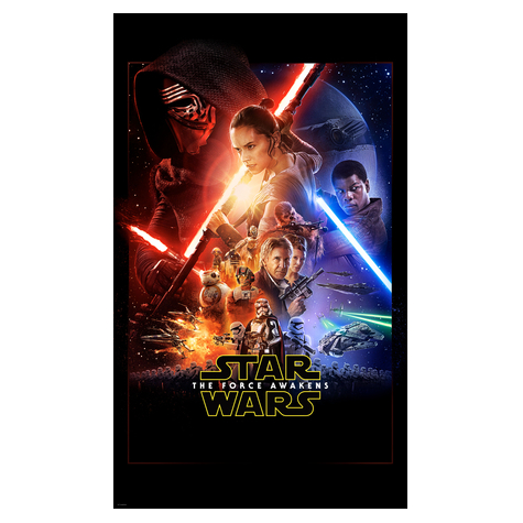 Carta Da Parati Adesiva Fotografica  - Poster Ufficiale Del Film Star Wars Ep7 - Dimensioni 120 X 200 Cm
