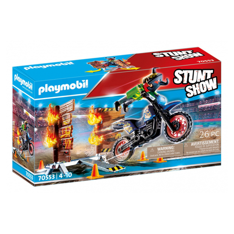 Playmobil Stunt Show - Moto Con Muro Di Fuoco (70553)