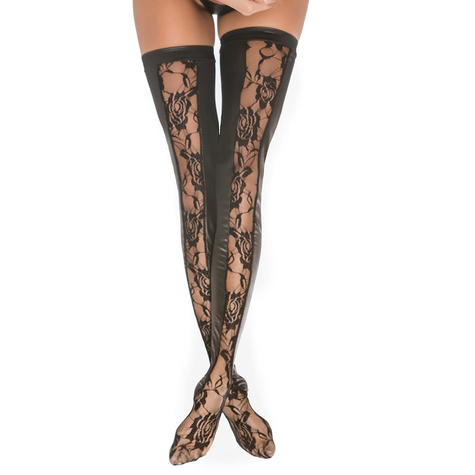 Suspenders :Lace Panel Thigh High Tights